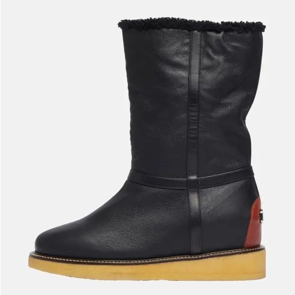 Salvatore Ferragamo Black Leather Winter Boots Size 7 - Picture 2 of 15